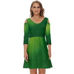 Light Green Abstract Shoulder Cut Out Zip Up Dress by nateshop