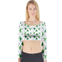 Christmas-trees Long Sleeve Crop Top by nateshop