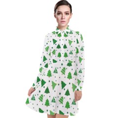 Christmas-trees Long Sleeve Chiffon Shirt Dress by nateshop