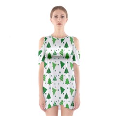 Christmas-trees Shoulder Cutout One Piece Dress by nateshop