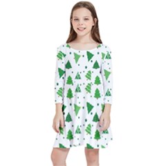 Christmas-trees Kids  Quarter Sleeve Skater Dress by nateshop