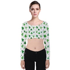 Christmas-trees Velvet Long Sleeve Crop Top by nateshop