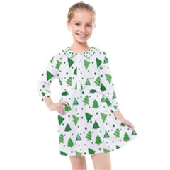 Christmas-trees Kids  Quarter Sleeve Shirt Dress by nateshop