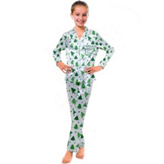 Christmas-trees Kid s Satin Long Sleeve Pajamas Set