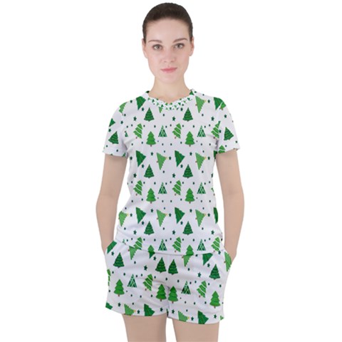 Christmas-trees Women s Tee And Shorts Set by nateshop
