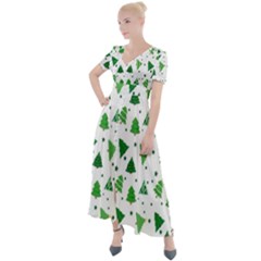 Christmas-trees Button Up Short Sleeve Maxi Dress by nateshop
