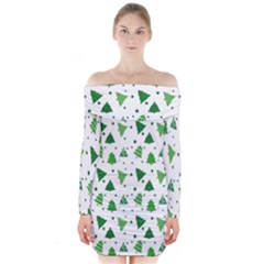 Christmas-trees Long Sleeve Off Shoulder Dress