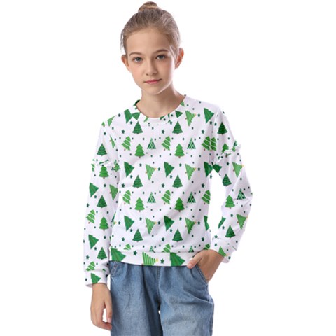 Christmas-trees Kids  Long Sleeve Tee With Frill  by nateshop