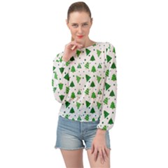 Christmas-trees Banded Bottom Chiffon Top by nateshop