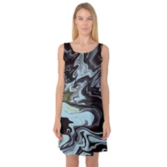 Abstract Painting Black Sleeveless Satin Nightdress by nateshop