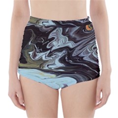 Abstract Painting Black High-waisted Bikini Bottoms by nateshop