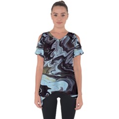 Abstract Painting Black Cut Out Side Drop Tee by nateshop