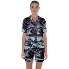 Abstract Painting Black Satin Short Sleeve Pajamas Set by nateshop