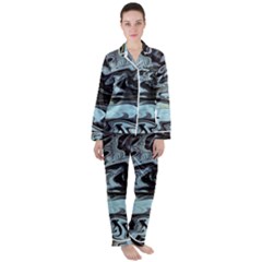 Abstract Painting Black Satin Long Sleeve Pajamas Set