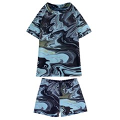 Abstract Painting Black Kids  Swim Tee And Shorts Set by nateshop