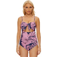 Abstract Painting Pink Knot Front One-piece Swimsuit by nateshop