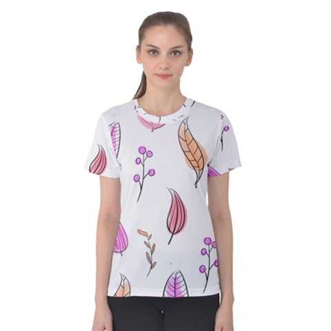 Leaves-pink Women s Cotton Tee by nateshop