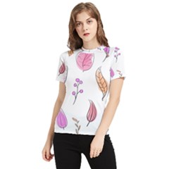 Leaves-pink Women s Short Sleeve Rash Guard by nateshop