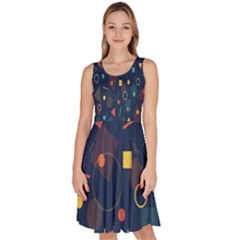 Geometris Knee Length Skater Dress With Pockets