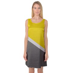 Pattern Yellow And Gray Sleeveless Satin Nightdress