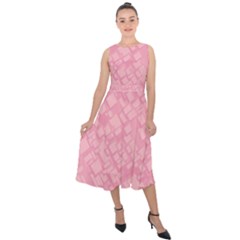 Pink Midi Tie-back Chiffon Dress