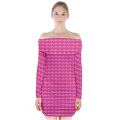 Abstract-pink Love Long Sleeve Off Shoulder Dress