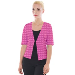 Abstract-pink Love Cropped Button Cardigan by nateshop