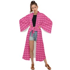 Abstract-pink Love Maxi Kimono by nateshop