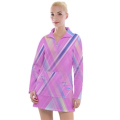 Background Abstrac Pink Women s Long Sleeve Casual Dress