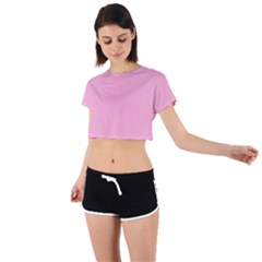 Background Pink Modern Tie Back Short Sleeve Crop Tee