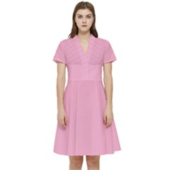Background Pink Modern Short Sleeve Waist Detail Dress