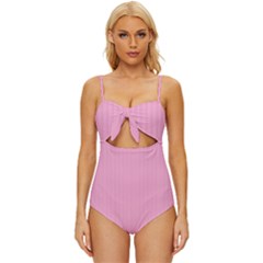 Background Pink Modern Knot Front One-piece Swimsuit by nateshop