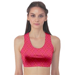 Background Red Motif Sports Bra