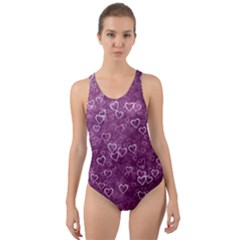 Background Purple Love Cut-out Back One Piece Swimsuit