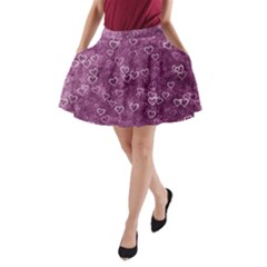 Background Purple Love A-line Pocket Skirt by nateshop
