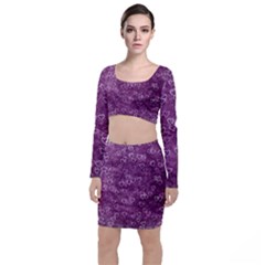Background Purple Love Top And Skirt Sets