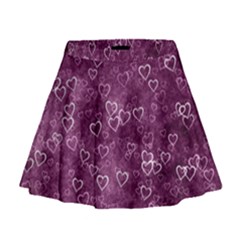 Background Purple Love Mini Flare Skirt