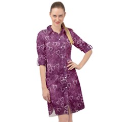 Background Purple Love Long Sleeve Mini Shirt Dress by nateshop