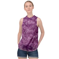 Background Purple Love High Neck Satin Top by nateshop