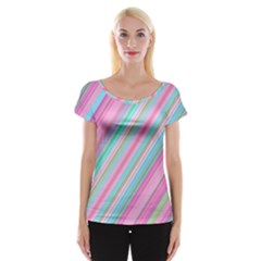 Background-lines Pink Cap Sleeve Top by nateshop