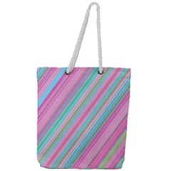 Background-lines Pink Full Print Rope Handle Tote (large) by nateshop