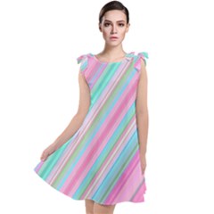 Background-lines Pink Tie Up Tunic Dress by nateshop
