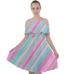 Background-lines Pink Cut Out Shoulders Chiffon Dress by nateshop