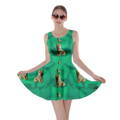 Happy Small Dogs In Calm In The Big Blooming Forest Skater Dress by pepitasart