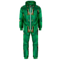 Happy Small Dogs In Calm In The Big Blooming Forest Hooded Jumpsuit (men) by pepitasart