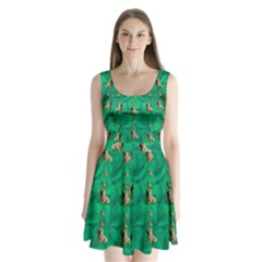 Happy Small Dogs In Calm In The Big Blooming Forest Split Back Mini Dress  by pepitasart