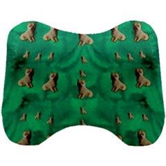 Happy Small Dogs In Calm In The Big Blooming Forest Head Support Cushion by pepitasart