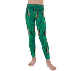 Happy Small Dogs In Calm In The Big Blooming Forest Kids  Lightweight Velour Leggings by pepitasart