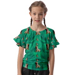 Happy Small Dogs In Calm In The Big Blooming Forest Kids  Cut Out Flutter Sleeves by pepitasart