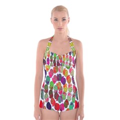 Watermelon Boyleg Halter Swimsuit 